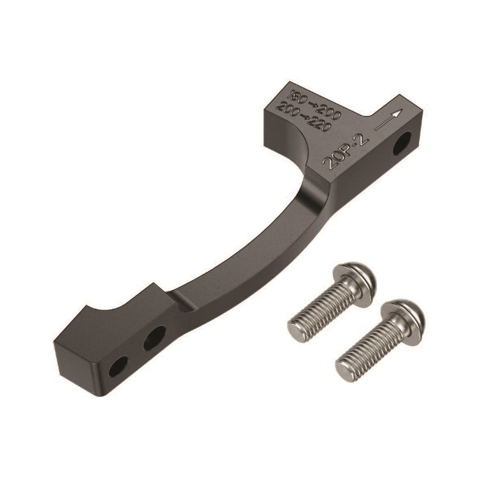 SRAM Post Bracket - 20 P 2 (FOR USE WITH 200MM AND 220MM ROTORS ONLY) (180 to 200 OR 200 to 220), INCLUDES STAINLESS BRACKET MOUNTING BOLTS