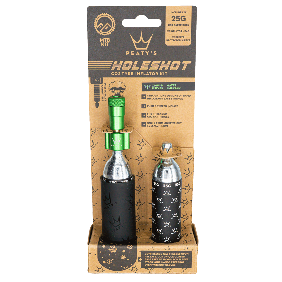 Peatys Holeshot CO2 Tyre Inflator 25g Emerald