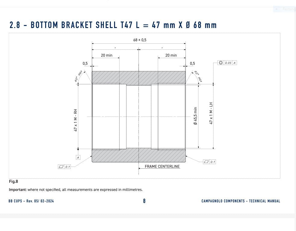 Campagnolo T47 x 68 specs