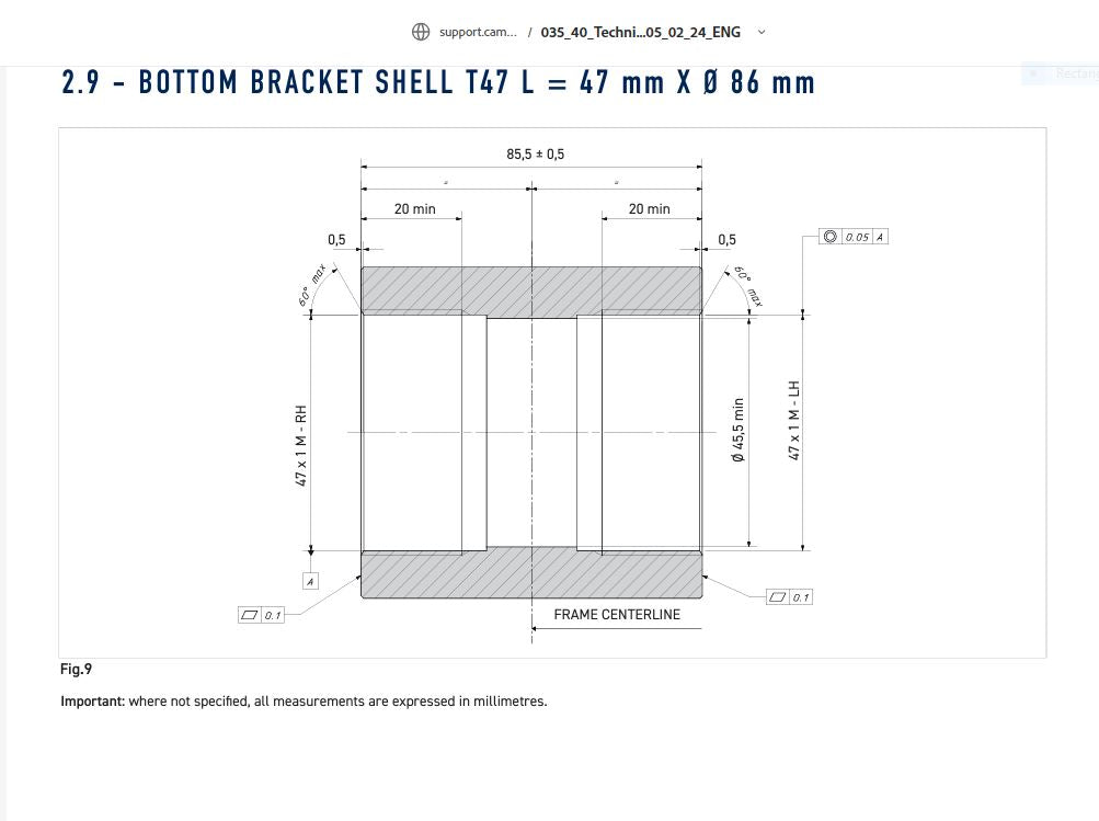 Campagnolo T47 x 86 specs