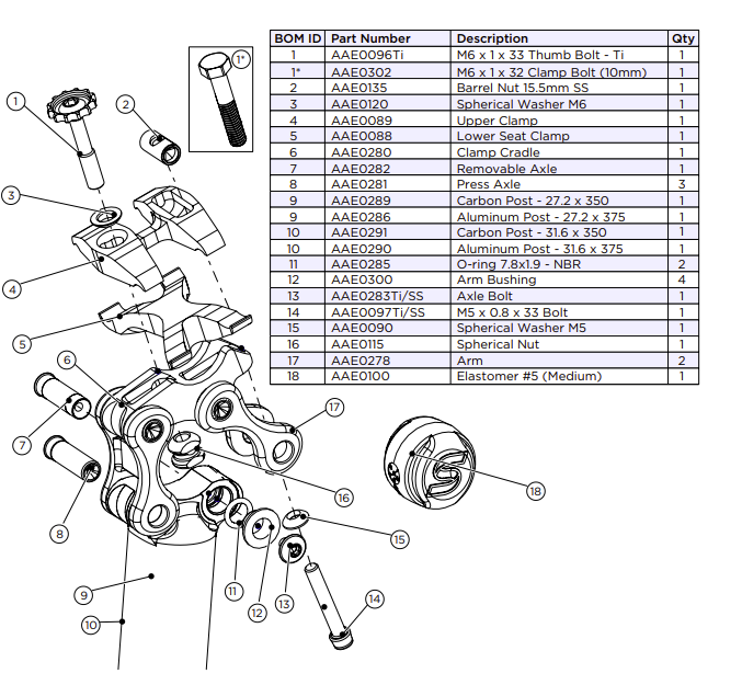 eeSilk 2.0 seatpost parts diagram