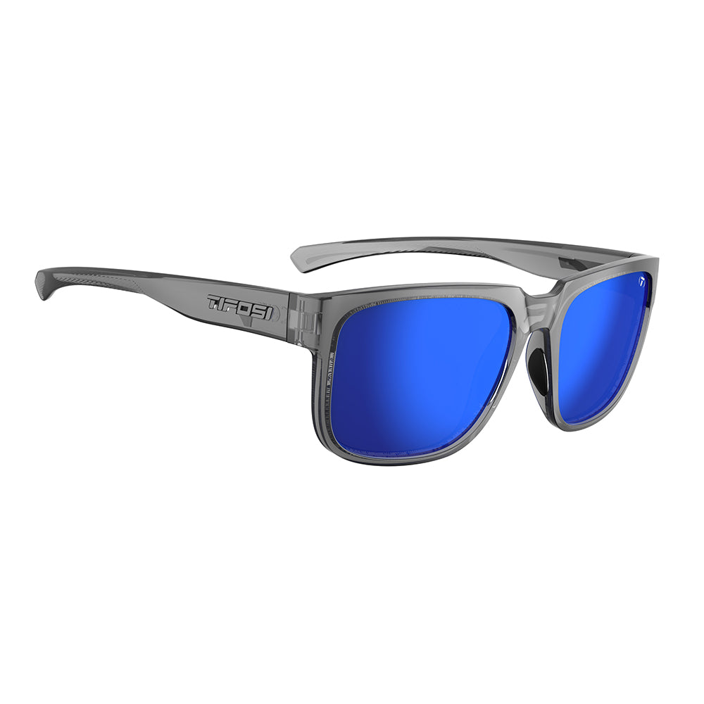 Tifosi Shumo Sunglasses Crystal Smoke with Cobalt Blue Mirror Lens
