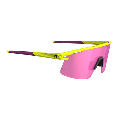 Tifosi Moab Lite Sunglasses Speed Yellow with Clarion Sunset Pink AC Red and Clear Lens
