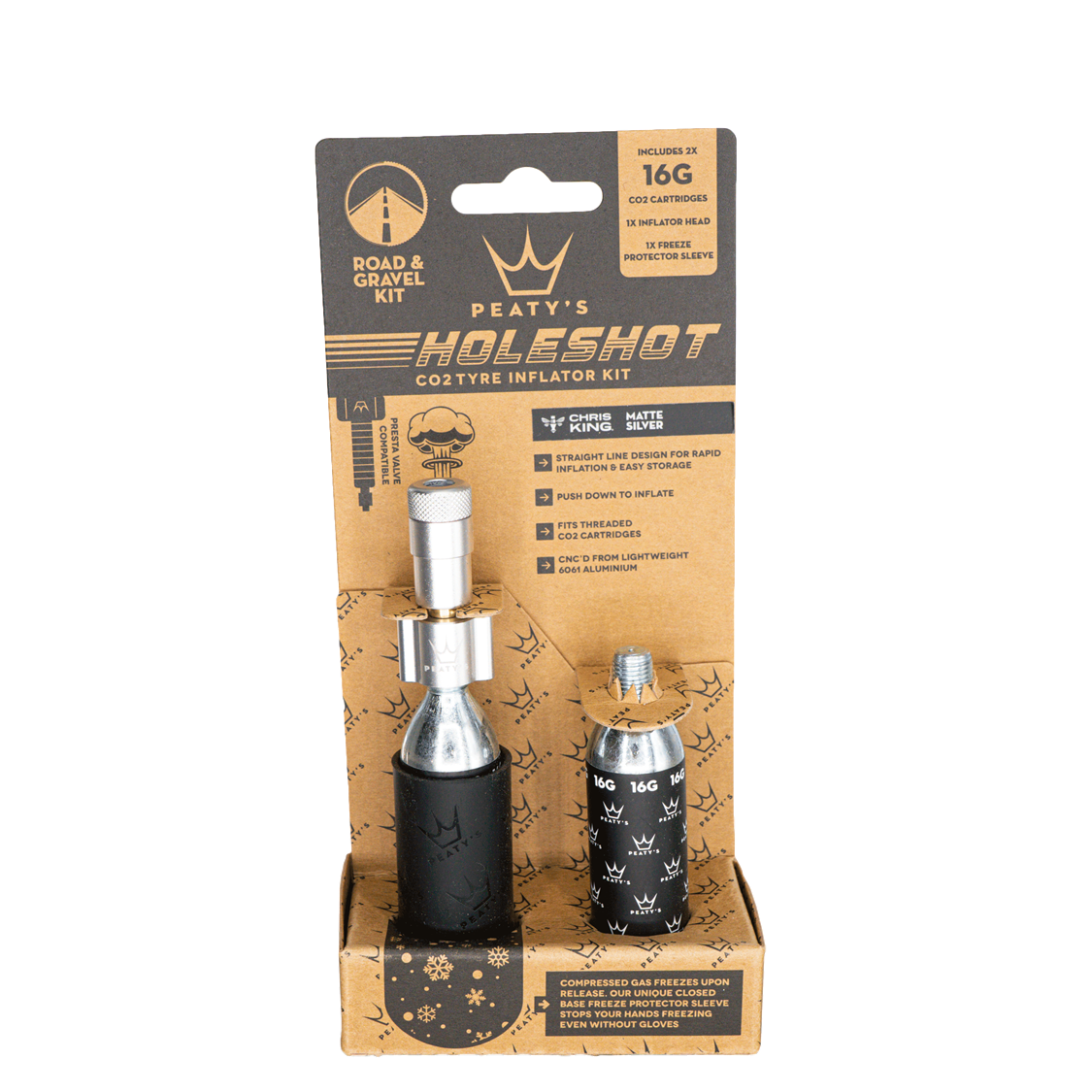 Peatys Holeshot CO2 Tyre Inflator 25g Silver