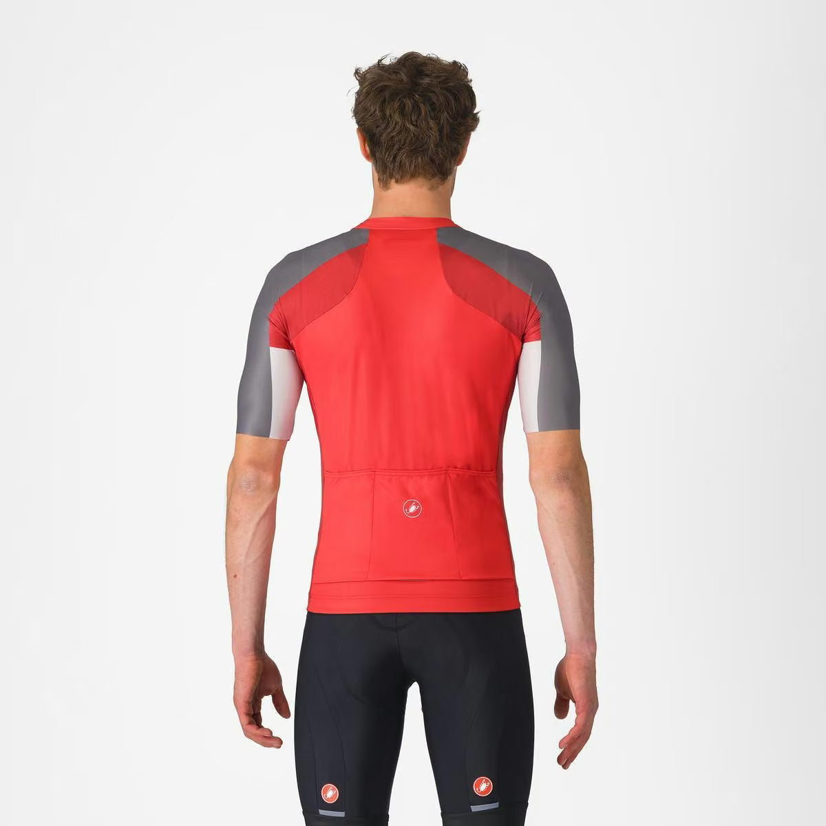 Castelli Entrata 6 Jersey Red/Smoky Gray - Silver Gray