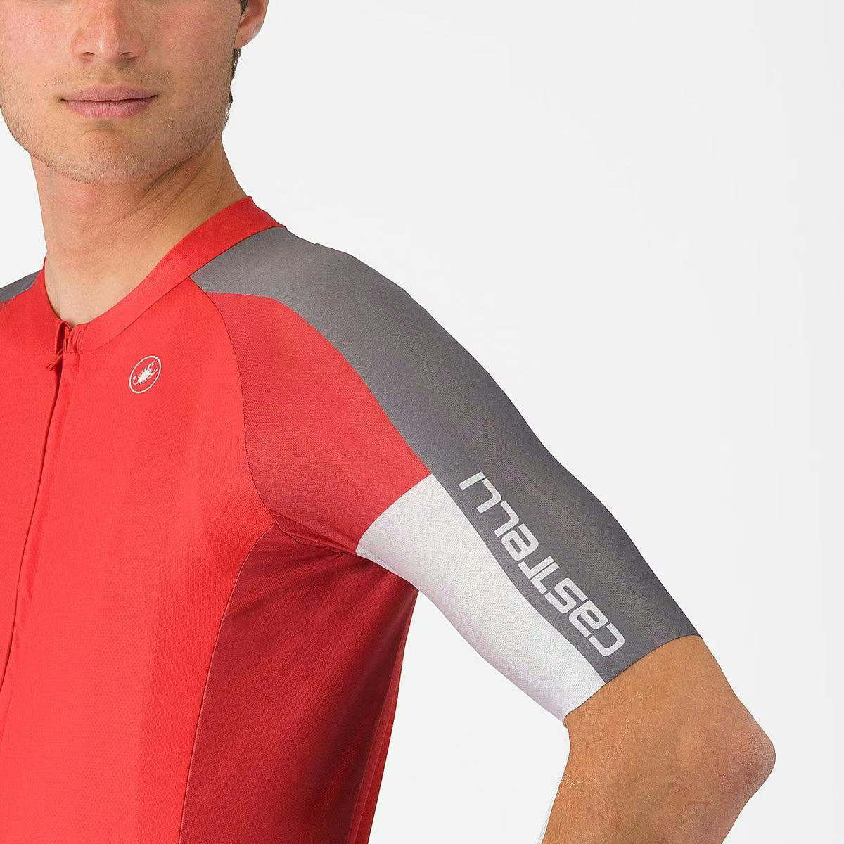 Castelli Entrata 6 Jersey Red/Smoky Gray - Silver Gray
