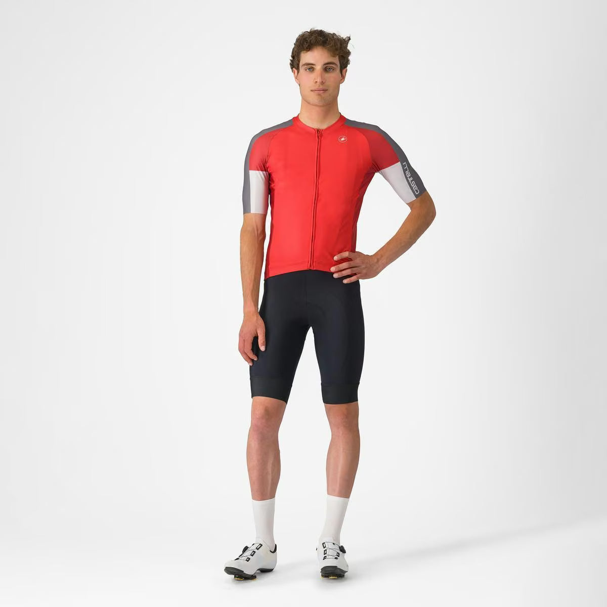 Castelli Entrata 6 Jersey Red/Smoky Gray - Silver Gray