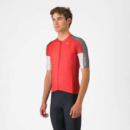 Castelli Entrata 6 Jersey Red/Smoky Gray - Silver Gray