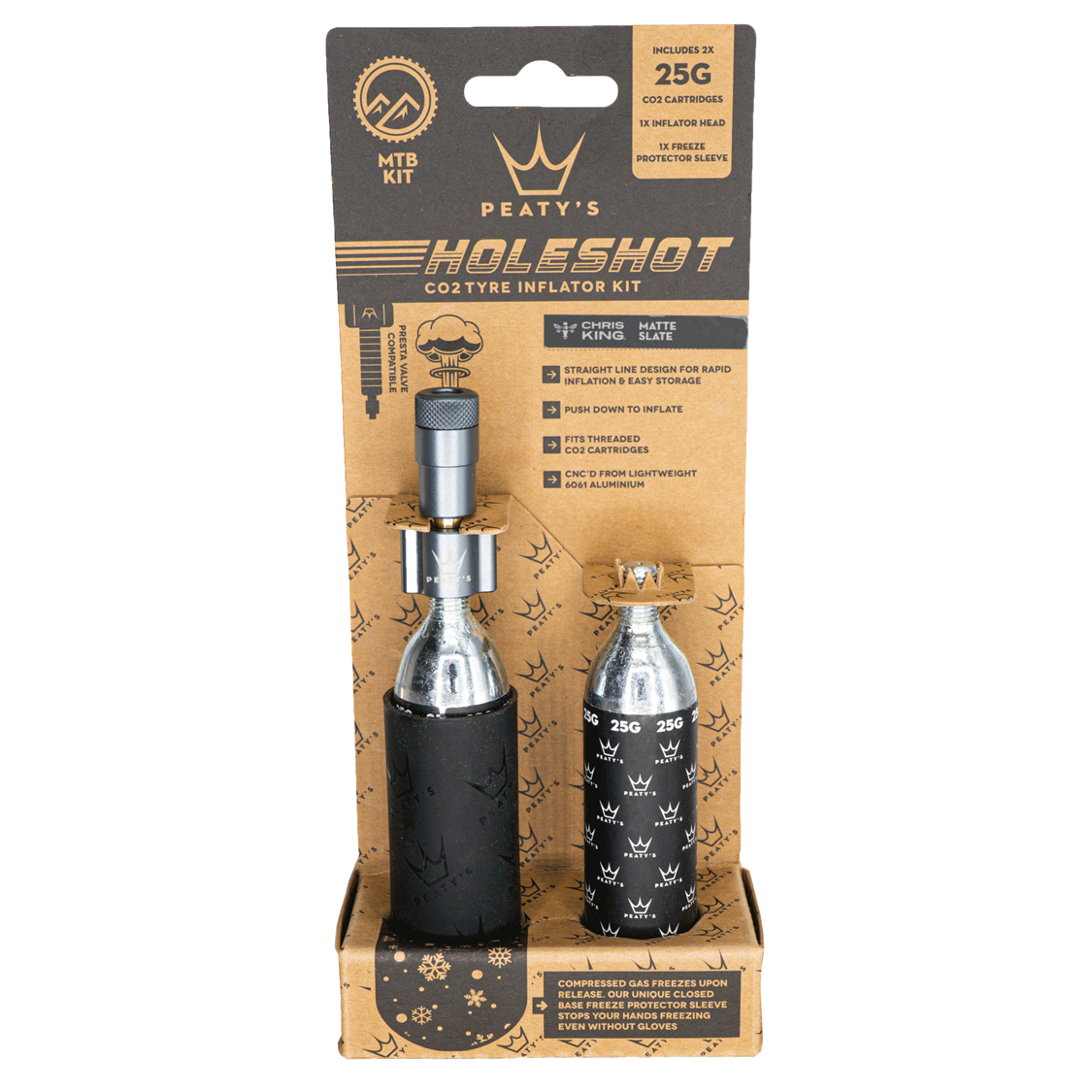Peatys Holeshot CO2 Tyre Inflator 25g Slate