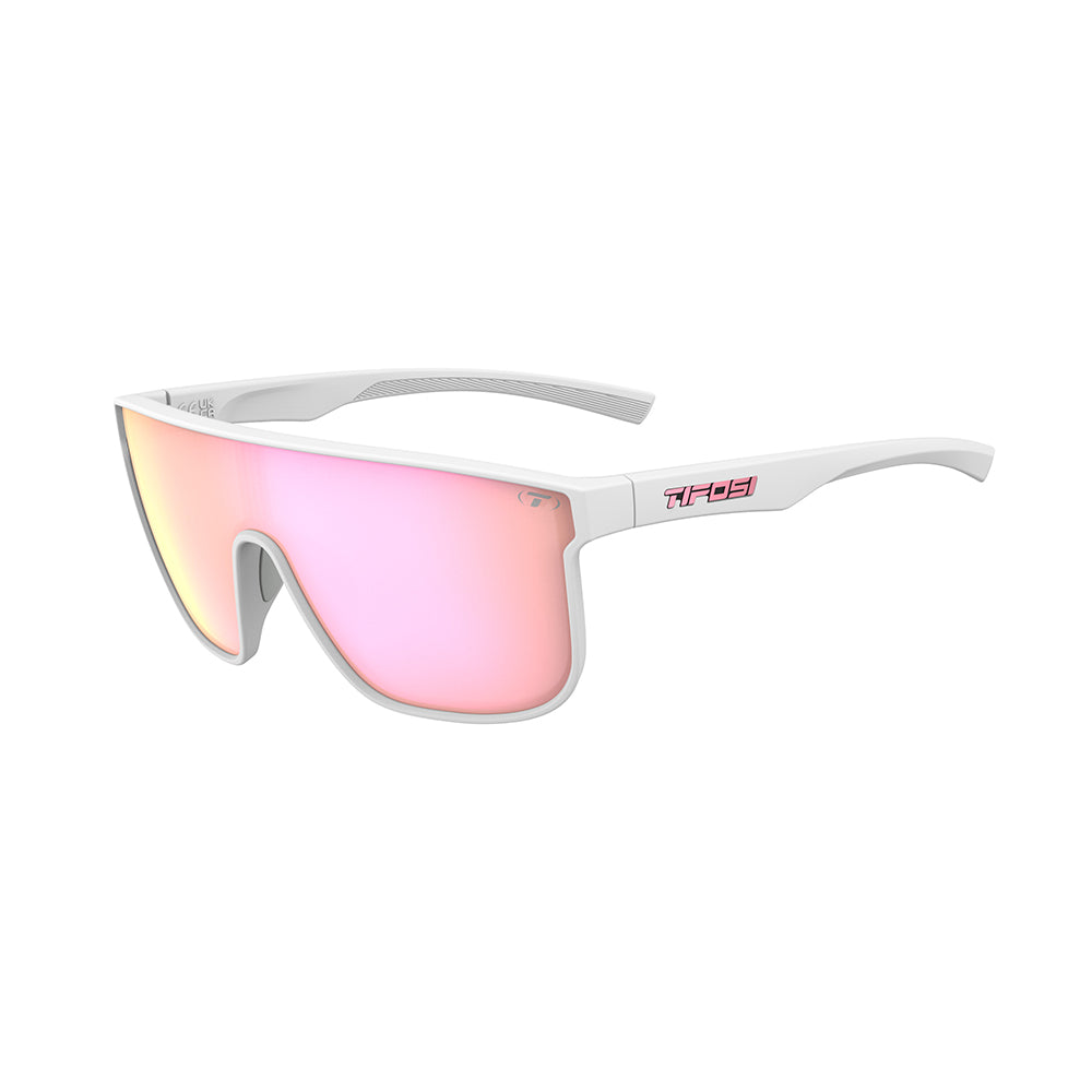 Tifosi Sanctum XL Sunglasses Matte White with Pink Mirror Lens
