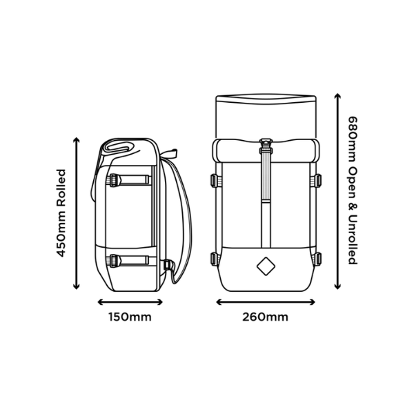 22L Rolltop Dimensions