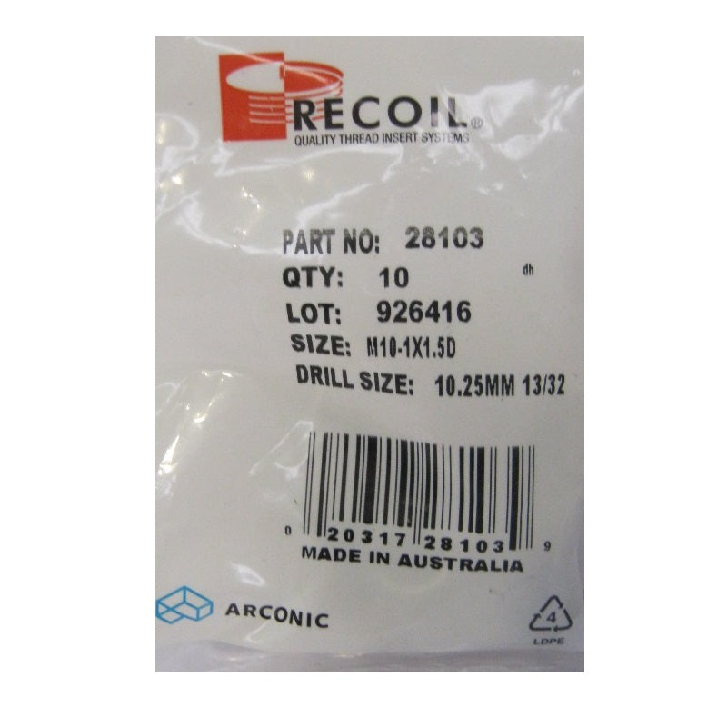 Recoil M10 x 1.25 x 1.5D Thread Repair Inserts - Packaging