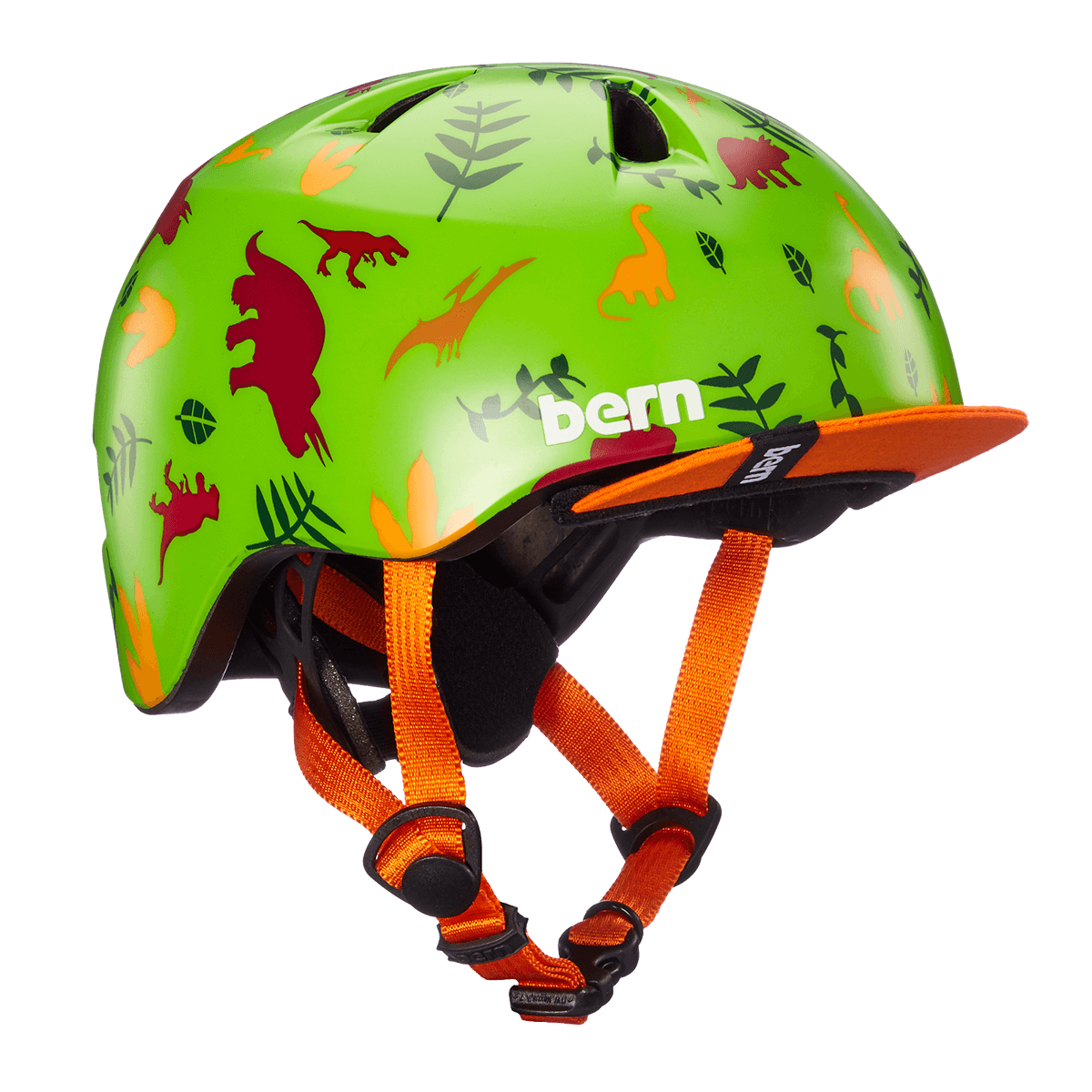 Bern Tigre Satin Green Dino w/ Visor – XXS